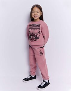 Розовые спортивные брюки Baggy с принтом для девочки Gloria Jeans