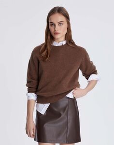Коричневая короткая юбка-трапеция из искусственной кожи Gloria Jeans