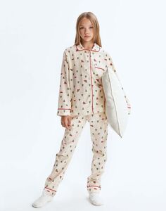 Молочная пижама oversize с принтом Gloria Jeans