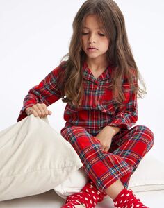 Красная клетчатая пижама oversize из фланели для девочки Gloria Jeans