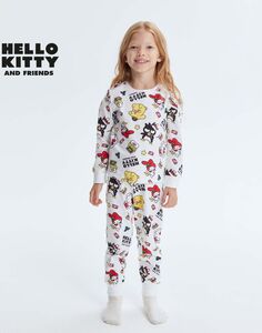 Белая пижама с принтом Hello Kitty для девочки Gloria Jeans