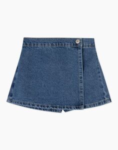 Джинсовая юбка-шорты с эффектом варки для девочки Gloria Jeans