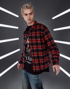 Клетчатая куртка-рубашка oversize с аппликацией Gloria Jeans
