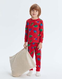 Красная пижама с новогодним принтом для мальчика Gloria Jeans