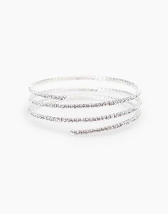 Серебристый жёсткий браслет со стразами Gloria Jeans