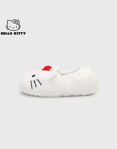 Молочные тапочки с ушками и вышивкой Hello Kitty для девочки Gloria Jeans