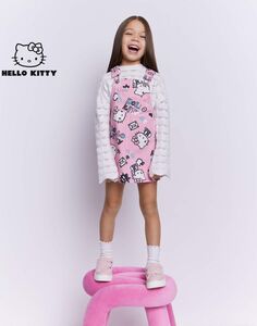 Розовый джинсовый сарафан с принтом Hello Kitty для девочки Gloria Jeans