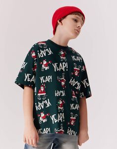 Зелёная футболка oversize с принтом Gloria Jeans