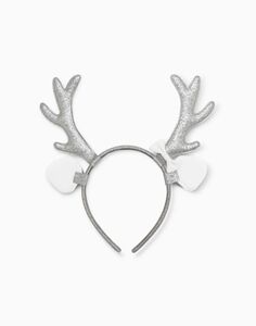Серебристый новогодний ободок с оленьими ушками и рожками Gloria Jeans