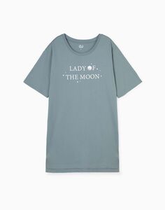 Серая ночная сорочка oversize с принтом Gloria Jeans