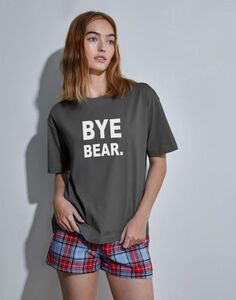 Тёмно-серая пижамная футболка oversize с принтом Gloria Jeans