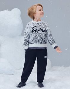 Белый джемпер oversize с жаккардовой надписью для мальчика Gloria Jeans