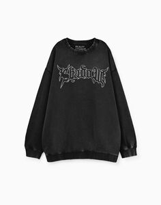 Тёмно-серый свитшот oversize с аппликацией Gloria Jeans