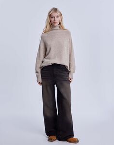 Серые джинсы Wide leg с потёртостями Gloria Jeans