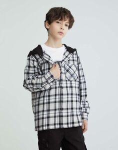 Клетчатая рубашка oversize из фланели с капюшоном Gloria Jeans