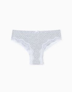 Серые трусы-бикини в горошек с кружевом Gloria Jeans
