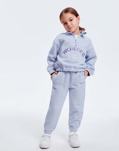 Голубые спортивные брюки Jogger с вышивкой для девочки Gloria Jeans
