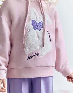 Розовое худи с меховой аппликацией для девочки Gloria Jeans
