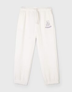 Молочные спортивные брюки Jogger с вышивкой для девочки Gloria Jeans