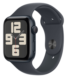 Бренд Apple Watch SE 2024, 44 мм, корпус из алюминия цвета «полуночный черный», спортивный ремешок цвета «полуночный черный» M/L
