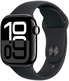 Бренд Apple Watch Series 10, 42 мм, корпус из алюминия цвета «чёрный глянец», спортивный ремешок черного цвета S/M