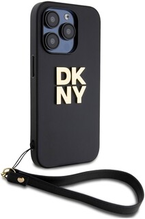 Бренд Чехол DKNY Stack с ремешком для iPhone 15 Pro, черный