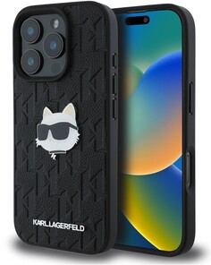 Бренд Чехол Karl Lagerfeld Monogram Choupette для iPhone 16 Pro Max, черный