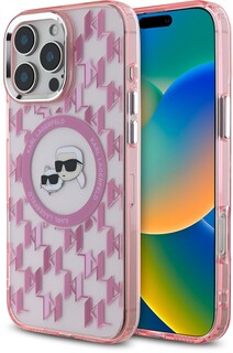 Бренд Чехол Karl Lagerfeld Monogram NFT & Choupette MagSafe для iPhone 16 Pro Max, розовый