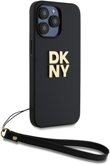 Бренд Чехол DKNY Stack с ремешком для iPhone 15 Pro Max, черный