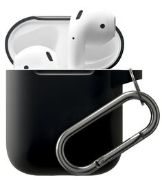 Бренд Чехол moonfish для футляра AirPods, силиконовый с карабином, серый