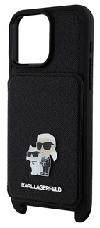 Бренд Чехол Karl Lagerfeld Saffiano Crossbody & Choupette Cardslot для iPhone 15 Pro, черный
