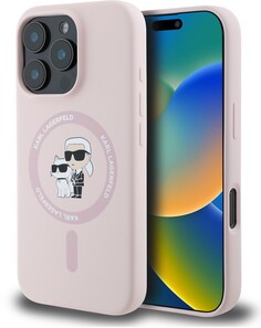 Бренд Чехол Karl Lagerfeld Liquid NFT & Choupette MagSafe для iPhone 16 Pro Max, розовый