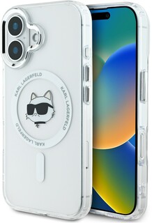 Бренд Чехол Kral Lagerfeld NFT Choupette MagSafe для iPhone 16, белый