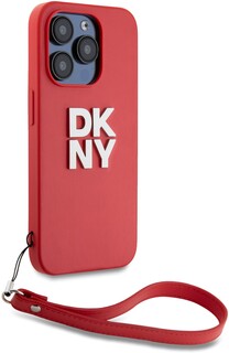 Бренд Чехол DKNY Stack с ремешком для iPhone 15 Pro Max, розовый