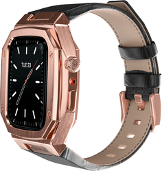 Бренд Чехол Caviar Case Classic Virtue для Apple Watch 45 мм, сталь, розовое золото/черный