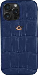 Бренд Чехол Caviar Leather Case для iPhone 15 Pro Мах, кожа, темно-синий