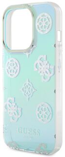 Бренд Чехол Guess Peony glitter для iPhone 15 Pro Max, бирюзовый