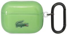Бренд Чехол Lacoste Croc Logo для AirPods Pro, пластик, прозрачный/зеленый