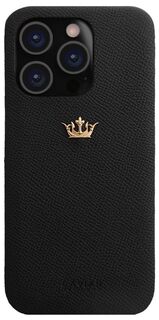 Бренд Чехол Caviar Leather Fine Case для iPhone 15 Pro Мах, кожа, черный