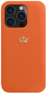 Бренд Чехол Caviar Leather Fine Case для iPhone 15 Pro Мах, кожа, оранжевый