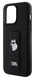 Бренд Чехол Karl Lagerfeld Saffiano GripStand Choupette для iPhone 15 Pro, черный