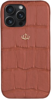 Бренд Чехол Caviar Leather Case для iPhone 15 Pro Мах, кожа, терракотовый