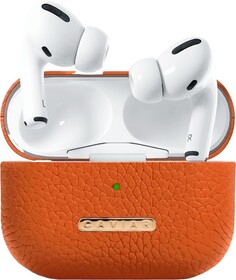 Бренд Чехол Caviar Leather Case для Airpods Pro 2, кожа, оранжевый