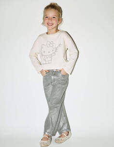 Лонгслив с аппликацией из страз Hello Kitty для девочек Sela