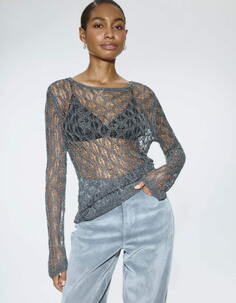 Ажурный лонгслив из блестящей пряжи. Sela
