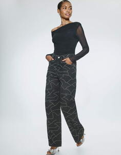 Джинсы Wide Leg с узором из страз Sela