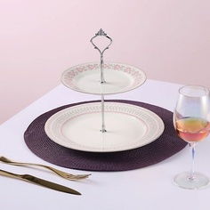 блюдо для фруктов ARYA HOME COLLECTION Двухъярусное блюдо сервировки из костяного фарфора Blossom 1.0