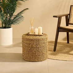 Пуфик для кресла ARYA HOME COLLECTION Круглый плетеный пуф Arya ручная работа Loise 34x32 1.0