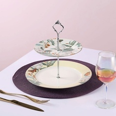 блюдо для фруктов ARYA HOME COLLECTION Двухъярусное блюдо сервировки из костяного фарфора Blossom 1.0