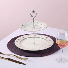 блюдо для фруктов ARYA HOME COLLECTION Двухъярусное блюдо сервировки из костяного фарфора Blossom 1.0